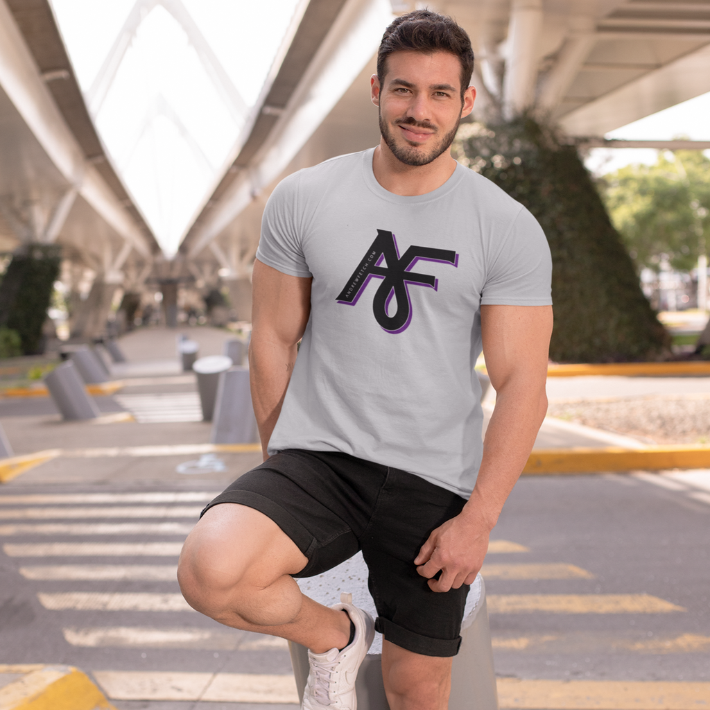Man posed wearing t-shirt with AF Loop web logo